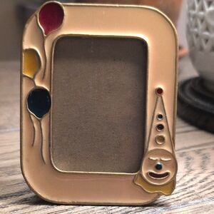 Vintage The Bucklers Inc Heavy Enamel Clown & Balloons Brass Picture Frame MCM